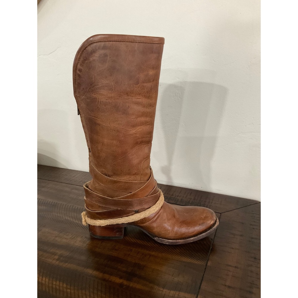 Free Bird Drove Tan Leather Harness Boots Rope Womens 7 distressed - Picture 3 of 16
